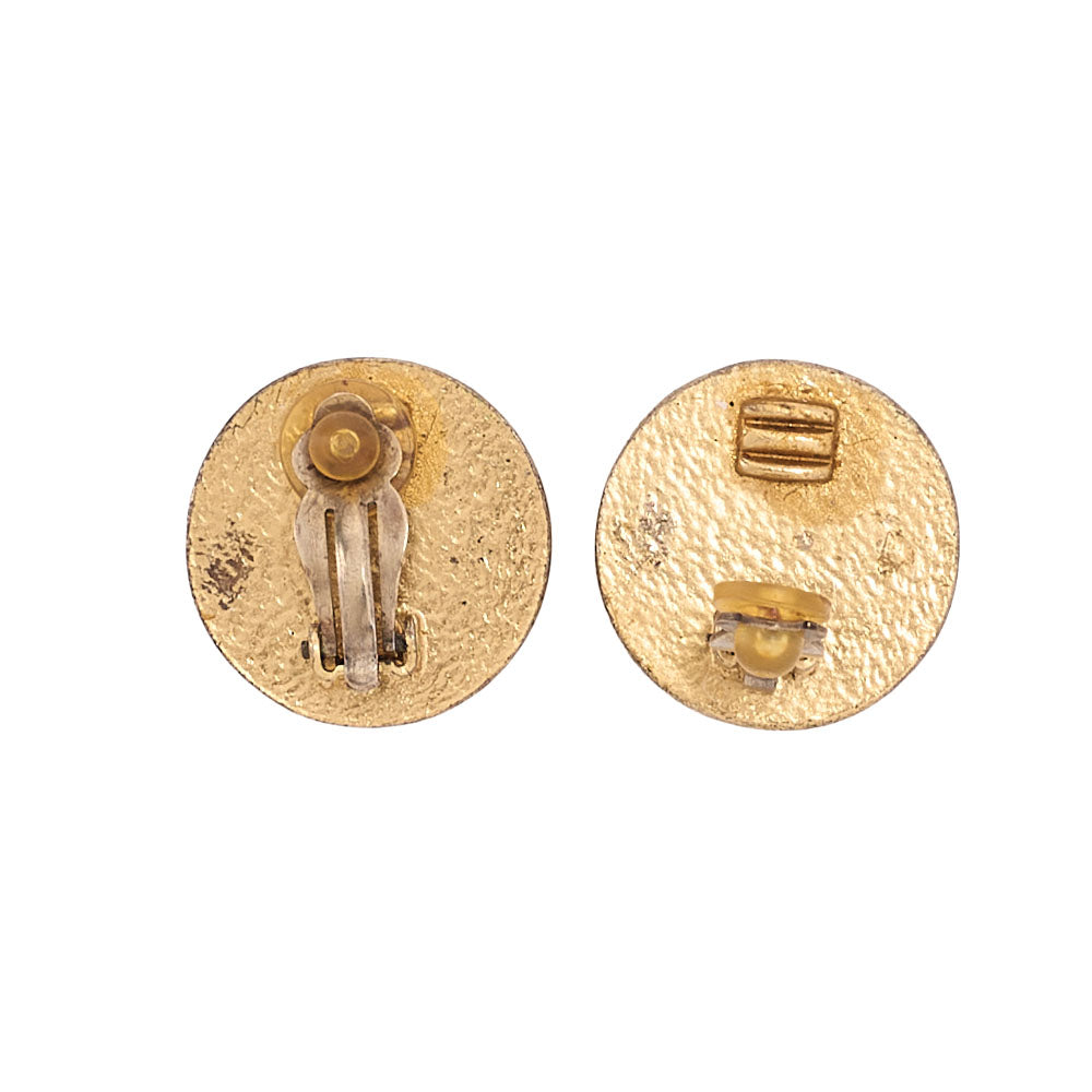 CHANEL Coco Mark 01P Earrings Enamel x GP Gold-Tone Hardware, Pre-Owned