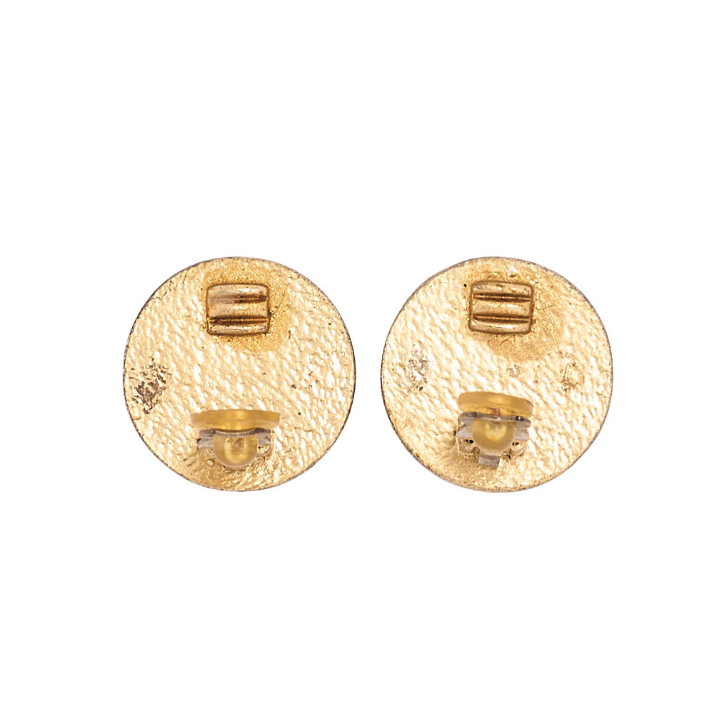 CHANEL Coco Mark 01P Earrings Enamel x GP Gold-Tone Hardware, Pre-Owned