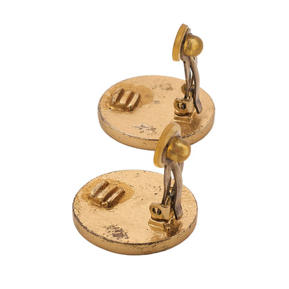 CHANEL Coco Mark 01P Earrings Enamel x GP Gold-Tone Hardware, Pre-Owned