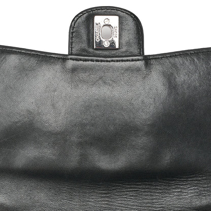 CHANEL Matelasse Turn Lock Single Flap Chain Shoulder Lambskin Black Silver-Tone Hardware, Pre-Owned