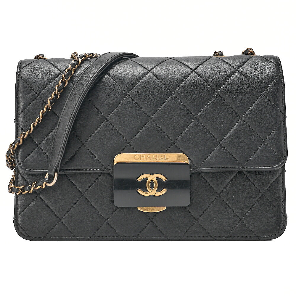 CHANEL Chanel Matelasse Beauty Lock Chain Shoulder Calfskin Black Gold-Tone Hardware, Pre-Owned