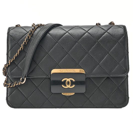 CHANEL Chanel Matelasse Beauty Lock Chain Shoulder Calfskin Black Gold-Tone Hardware, Pre-Owned