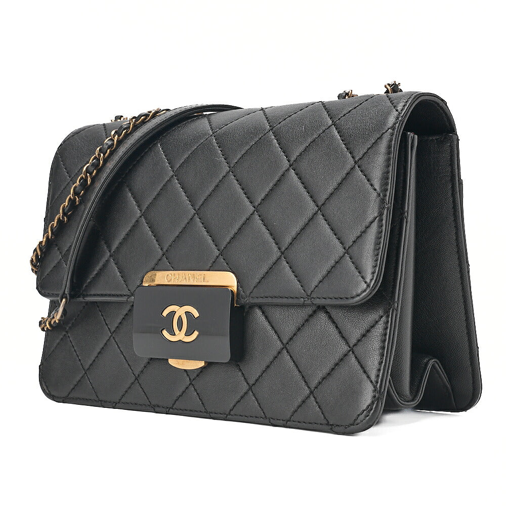 CHANEL Chanel Matelasse Beauty Lock Chain Shoulder Calfskin Black Gold-Tone Hardware, Pre-Owned