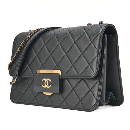 CHANEL Chanel Matelasse Beauty Lock Chain Shoulder Calfskin Black Gold-Tone Hardware, Pre-Owned