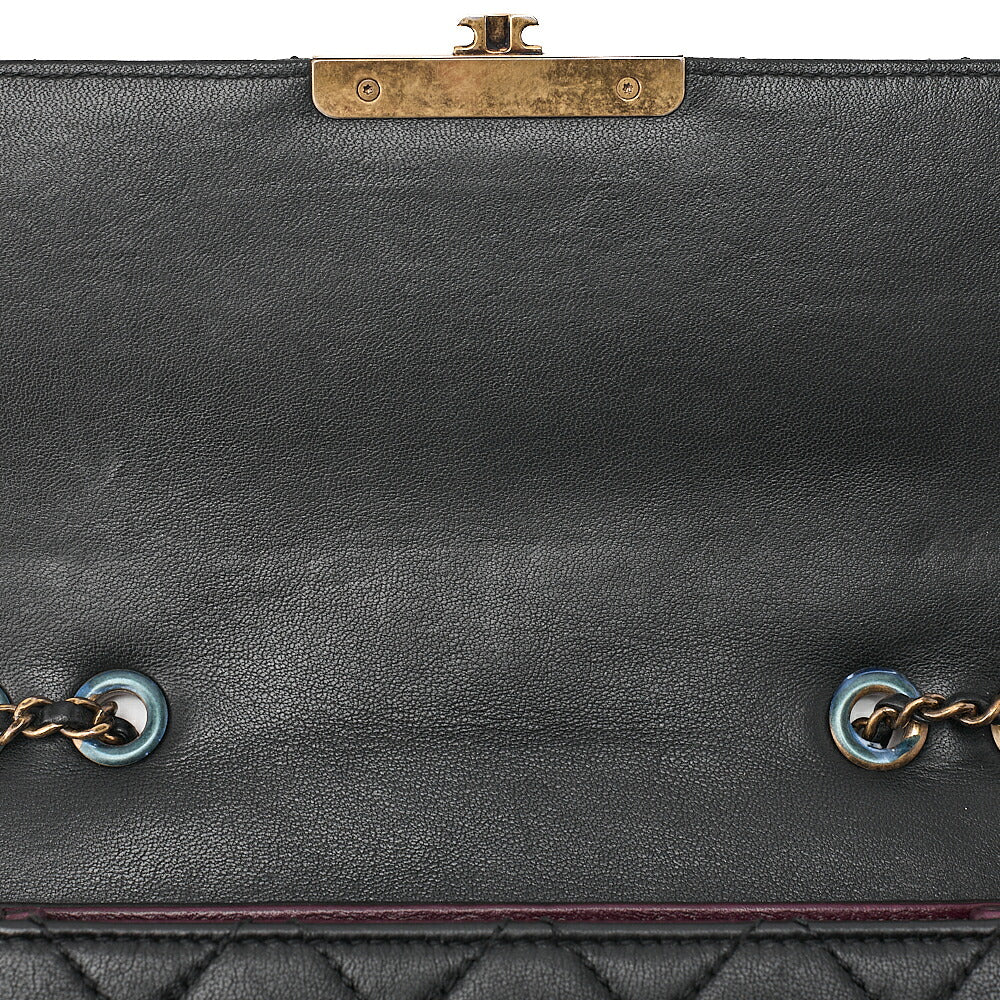 CHANEL Chanel Matelasse Beauty Lock Chain Shoulder Calfskin Black Gold-Tone Hardware, Pre-Owned