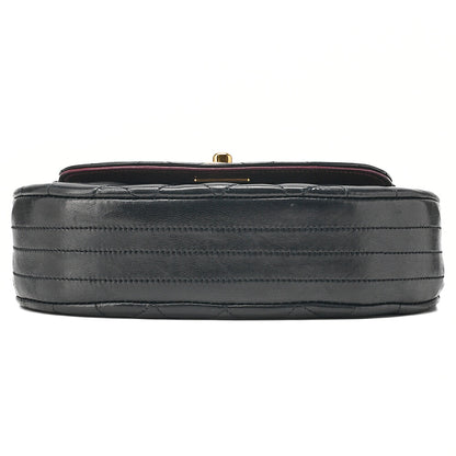 CHANEL Shoulder Bag Mini Matelasse 17cm Lambskin Half Round Flap Black Gold-Tone Hardware, Pre-Owned
