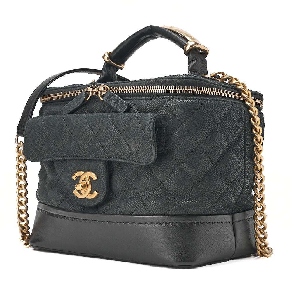 CHANEL Vanity Coco Mark 2-Way Chain Shoulder Caviar Skin x Lamb Black Gold-Tone Hardware, Pre-Owned