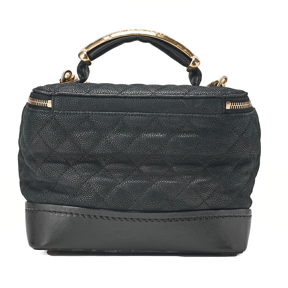 CHANEL Vanity Coco Mark 2-Way Chain Shoulder Caviar Skin x Lamb Black Gold-Tone Hardware, Pre-Owned