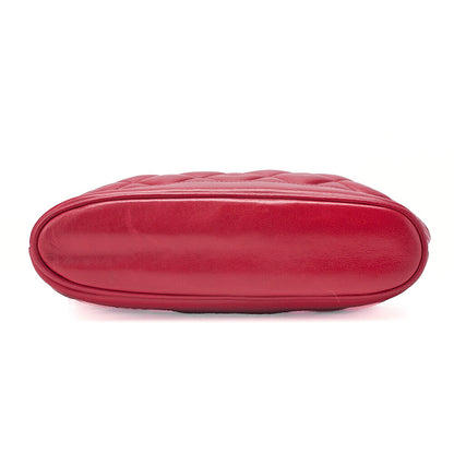 CHANEL Shoulder Bag Matelasse Plate Charm Fan-Shaped Chain Shoulder Lambskin Red Gold-Tone Hardware, Pre-Owned