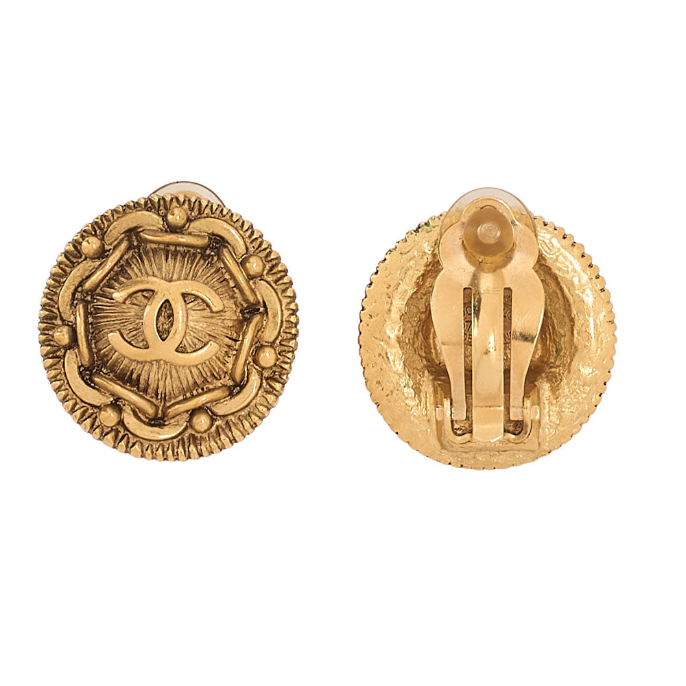 CHANEL Coco Mark 97P Earrings GP Gold Gold Plated-Tone Hardware, Pre-Owned