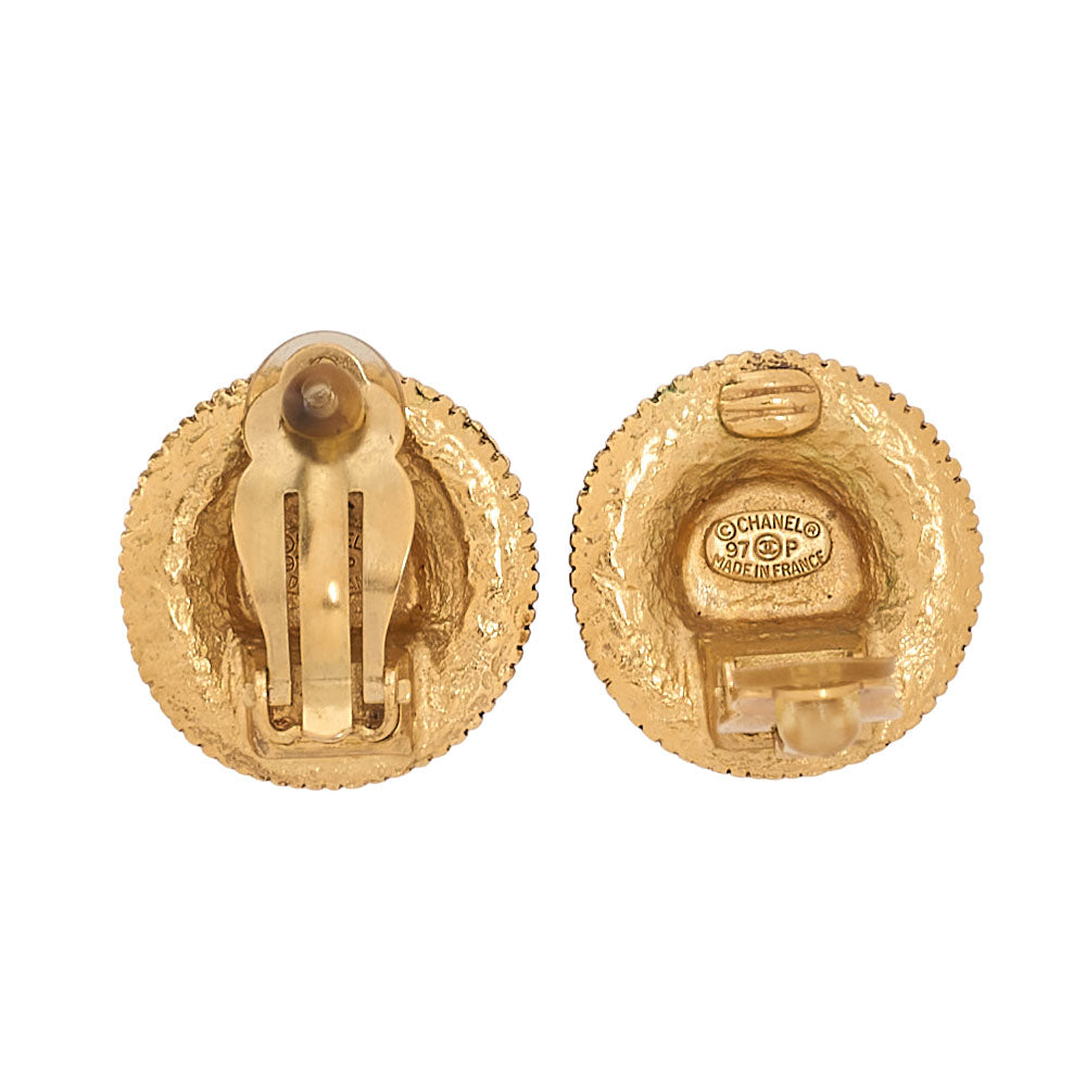 CHANEL Coco Mark 97P Earrings GP Gold Gold Plated-Tone Hardware, Pre-Owned