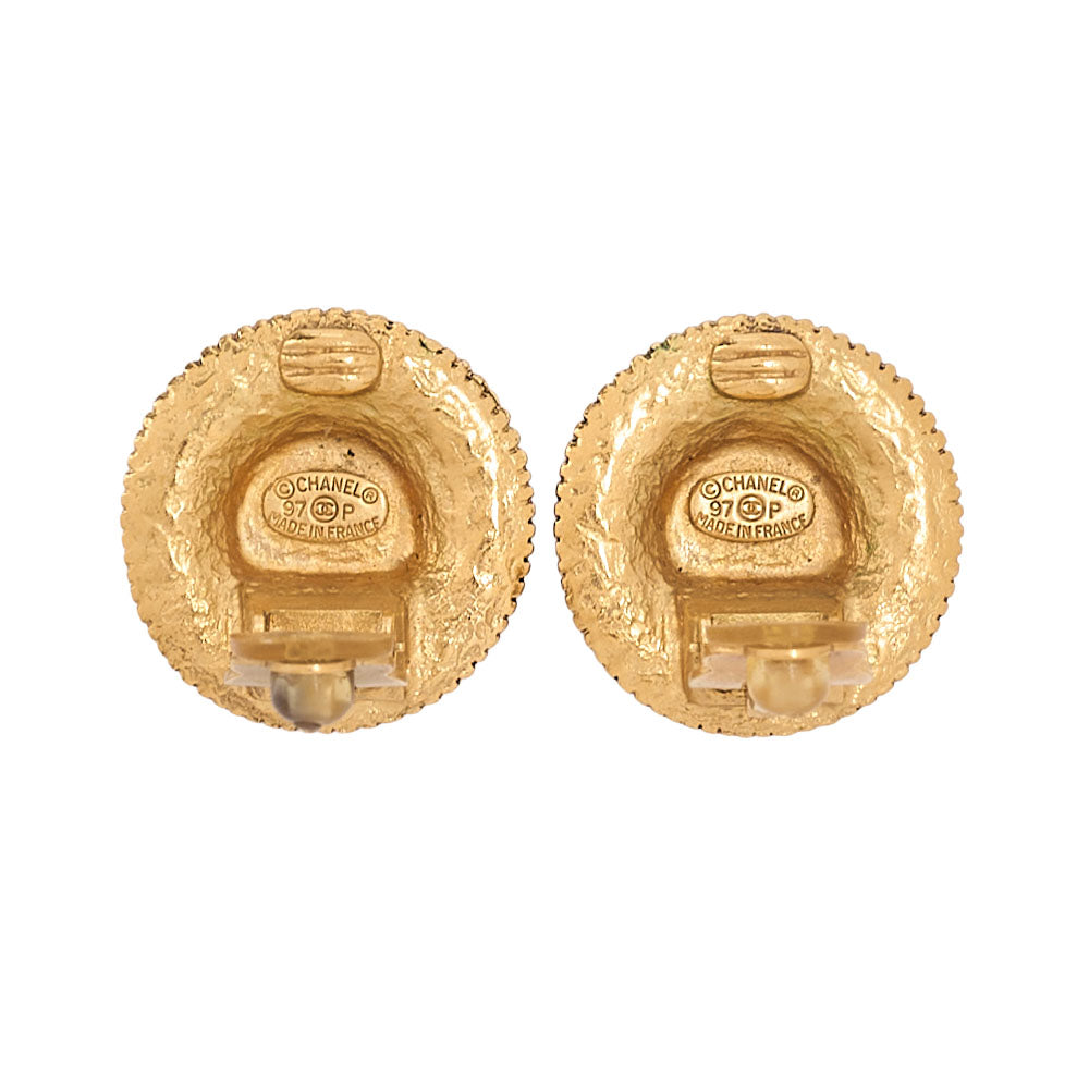 CHANEL Coco Mark 97P Earrings GP Gold Gold Plated-Tone Hardware, Pre-Owned