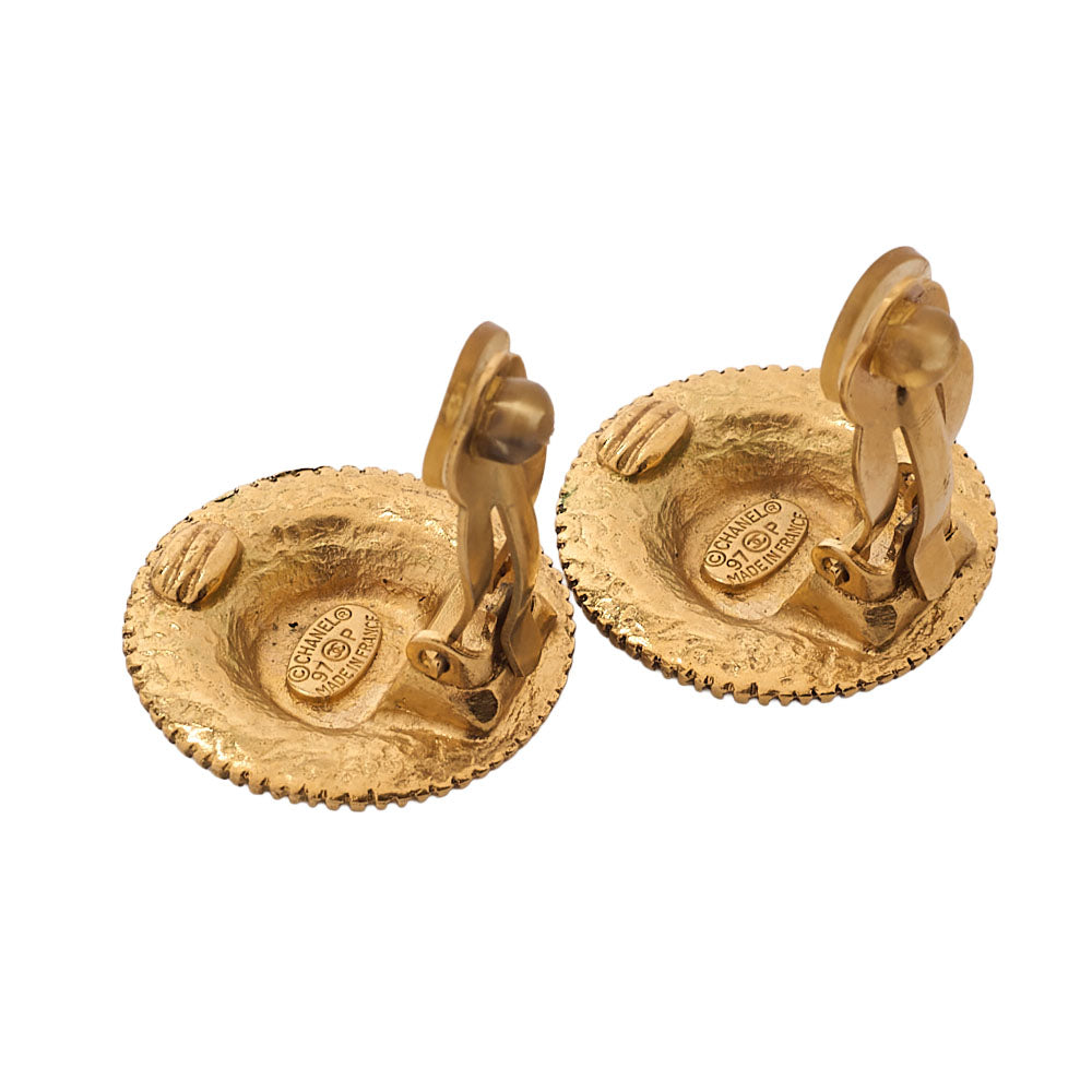 CHANEL Coco Mark 97P Earrings GP Gold Gold Plated-Tone Hardware, Pre-Owned