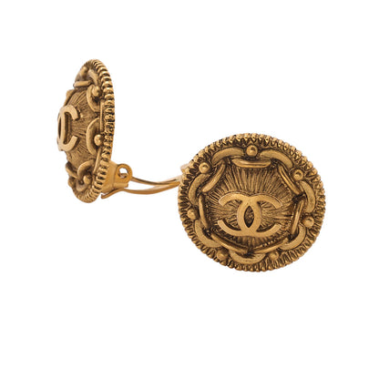 CHANEL Coco Mark 97P Earrings GP Gold Gold Plated-Tone Hardware, Pre-Owned