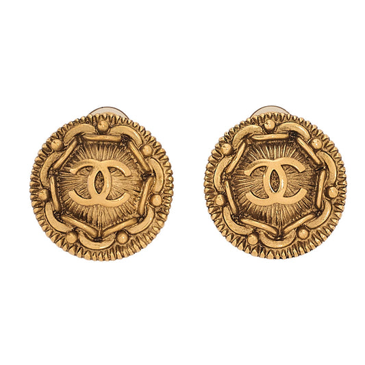 CHANEL Coco Mark 97P Earrings GP Gold Gold Plated-Tone Hardware, Pre-Owned