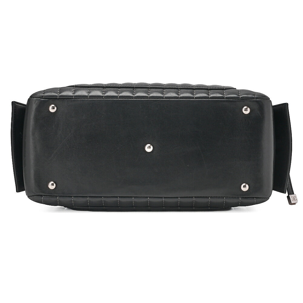 CHANEL Lambskin Mademoiselle Handbag Black Silver-Tone Hardware, Pre-Owned