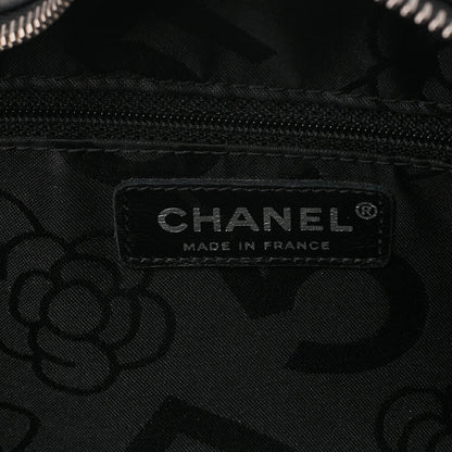 CHANEL Lambskin Mademoiselle Handbag Black Silver-Tone Hardware, Pre-Owned