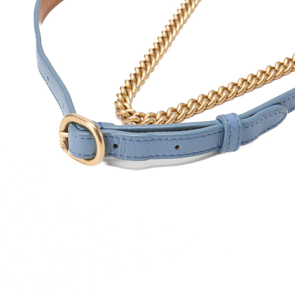 CHANEL Lambskin Mini Matelasse Single Flap Chain Shoulder Bag Blue Gold-Tone Hardware, Pre-Owned