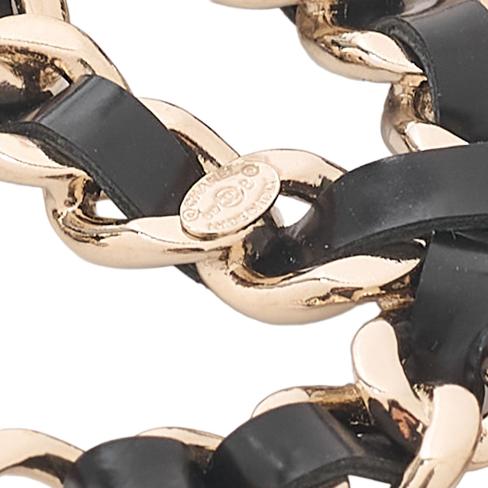 CHANEL Coco Mark Icon B17B Brooch GP x Faux Pearl x Leather (Gold Plating) Black Gold-Tone Hardware, Pre-Owned