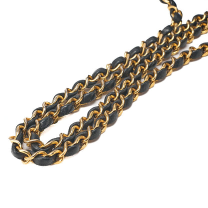 CHANEL Lambskin Matelasse Round Flap Chain Shoulder Black Gold-Tone Hardware, Pre-Owned