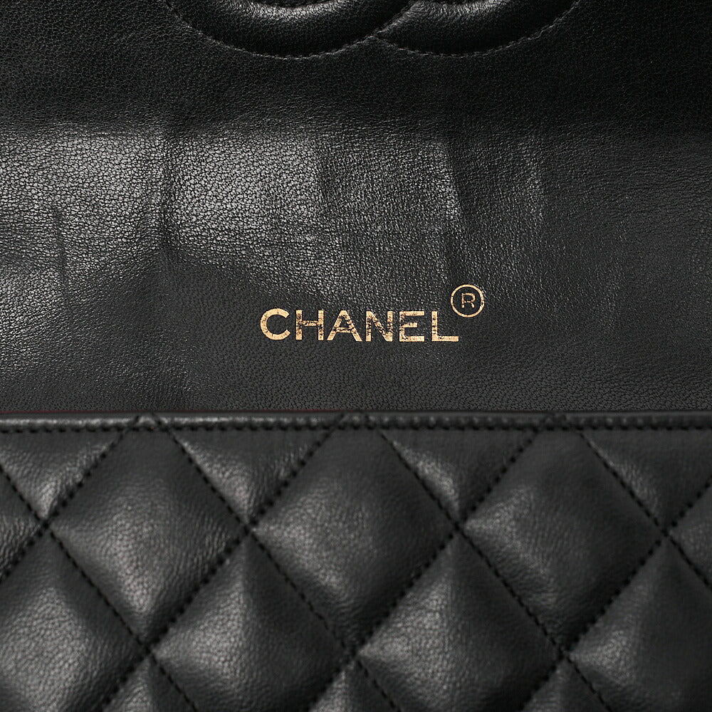 CHANEL Lambskin Matelasse Round Flap Chain Shoulder Black Gold-Tone Hardware, Pre-Owned