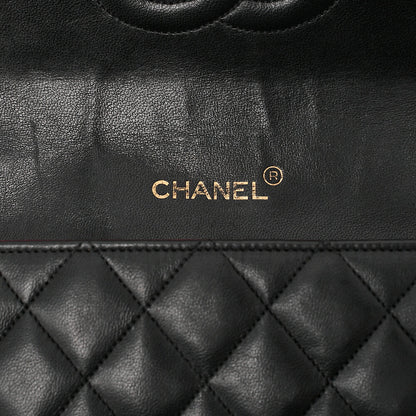 CHANEL Lambskin Matelasse Round Flap Chain Shoulder Black Gold-Tone Hardware, Pre-Owned