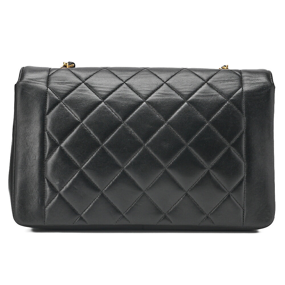 CHANEL Lambskin Matelasse Diana Flap Chain Shoulder Black Gold-Tone Hardware, Pre-Owned
