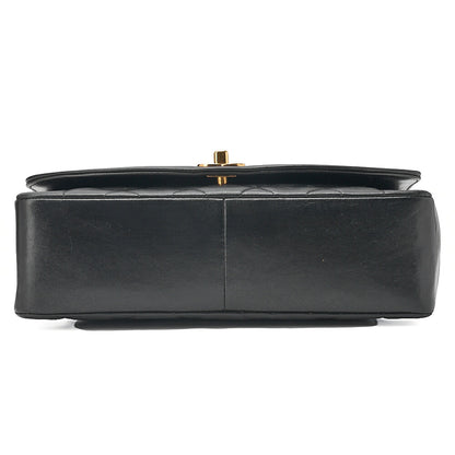 CHANEL Lambskin Matelasse Diana Flap Chain Shoulder Black Gold-Tone Hardware, Pre-Owned