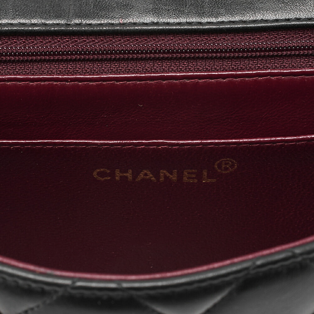CHANEL Lambskin Matelasse Diana Flap Chain Shoulder Black Gold-Tone Hardware, Pre-Owned