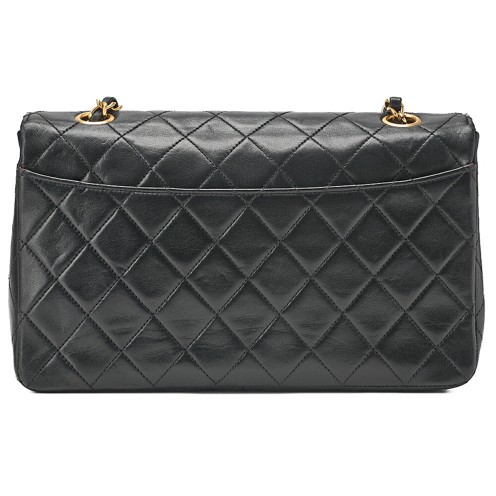 CHANEL Lambskin Matelasse Design Flap Single Chain Shoulder Black Gold-Tone Hardware, Pre-Owned