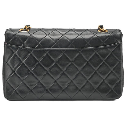 CHANEL Lambskin Matelasse Design Flap Single Chain Shoulder Black Gold-Tone Hardware, Pre-Owned