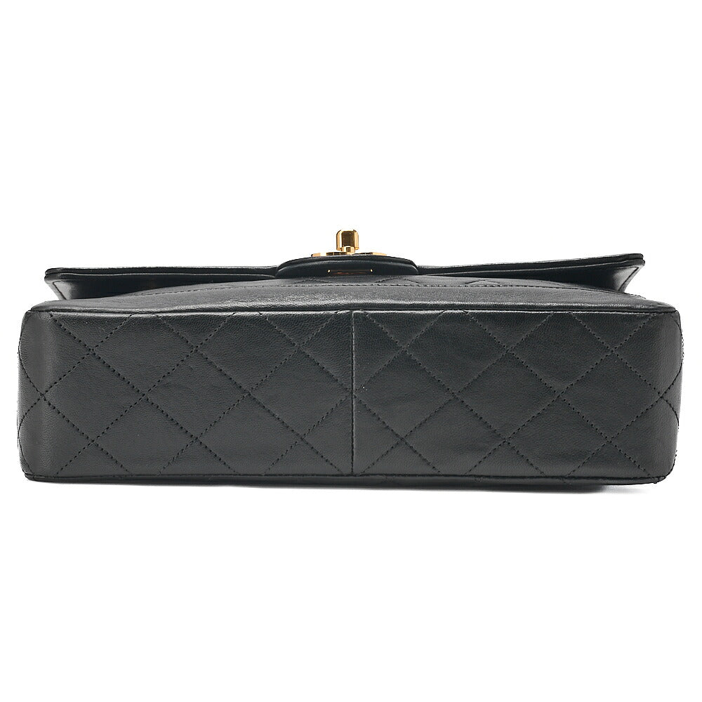 CHANEL Lambskin Matelasse Design Flap Single Chain Shoulder Black Gold-Tone Hardware, Pre-Owned