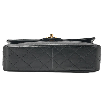 CHANEL Lambskin Matelasse Design Flap Single Chain Shoulder Black Gold-Tone Hardware, Pre-Owned