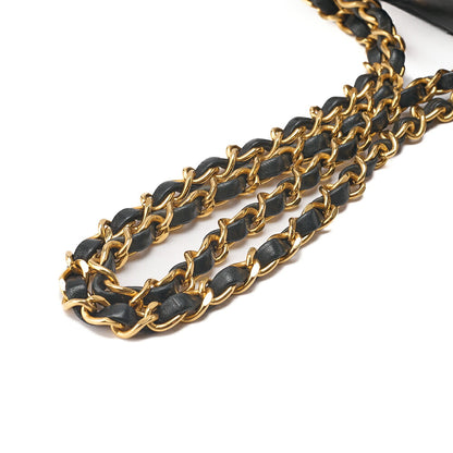 CHANEL Lambskin Matelasse Design Flap Single Chain Shoulder Black Gold-Tone Hardware, Pre-Owned