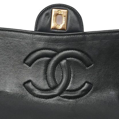 CHANEL Lambskin Matelasse Design Flap Single Chain Shoulder Black Gold-Tone Hardware, Pre-Owned
