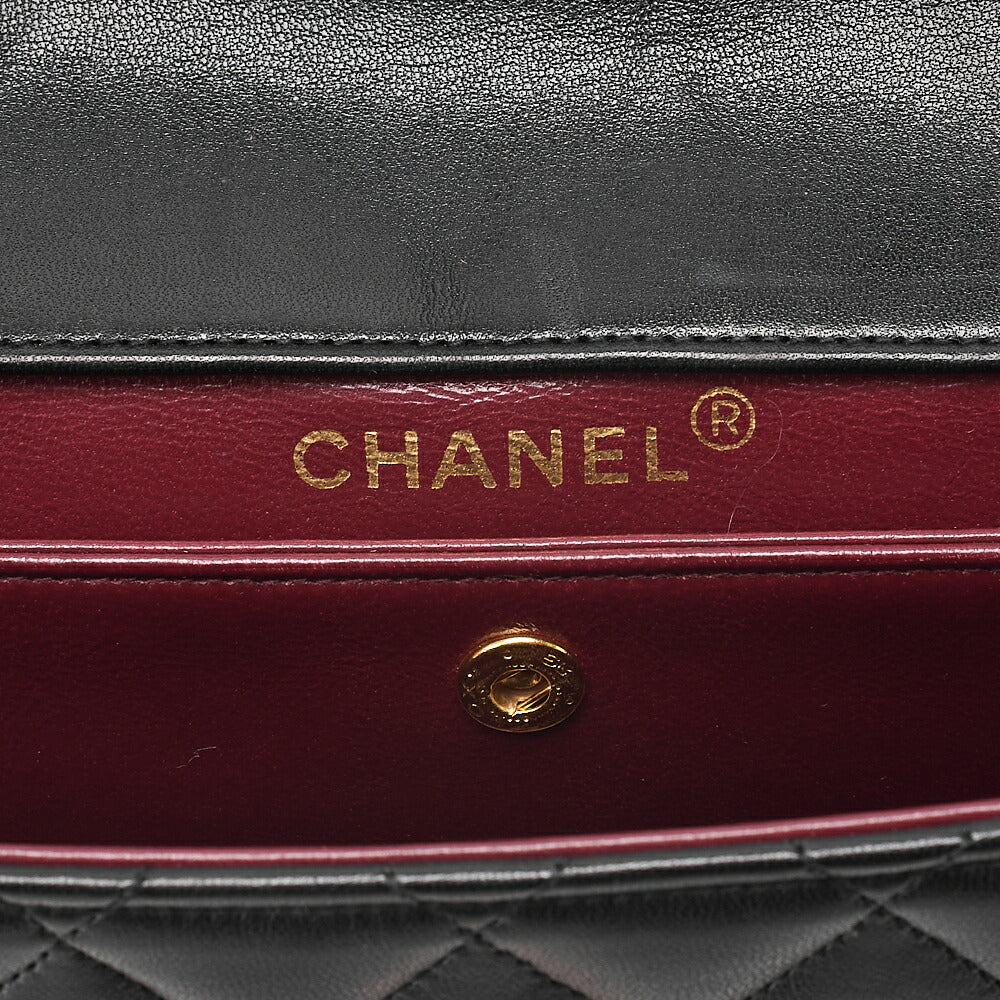 CHANEL Lambskin Matelasse Design Flap Single Chain Shoulder Black Gold-Tone Hardware, Pre-Owned
