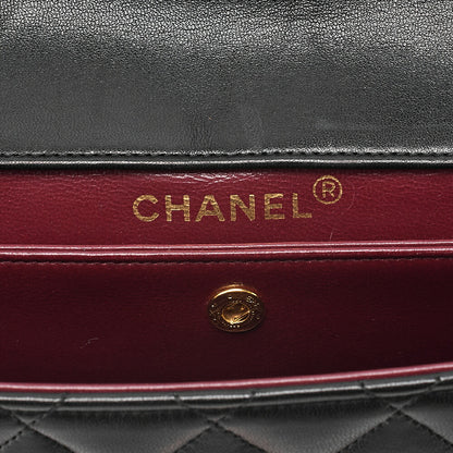 CHANEL Lambskin Matelasse Design Flap Single Chain Shoulder Black Gold-Tone Hardware, Pre-Owned
