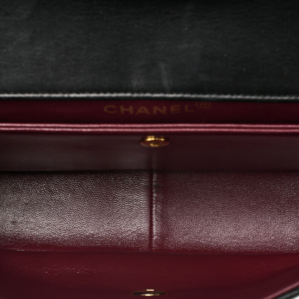 CHANEL Lambskin Matelasse Design Flap Single Chain Shoulder Black Gold-Tone Hardware, Pre-Owned