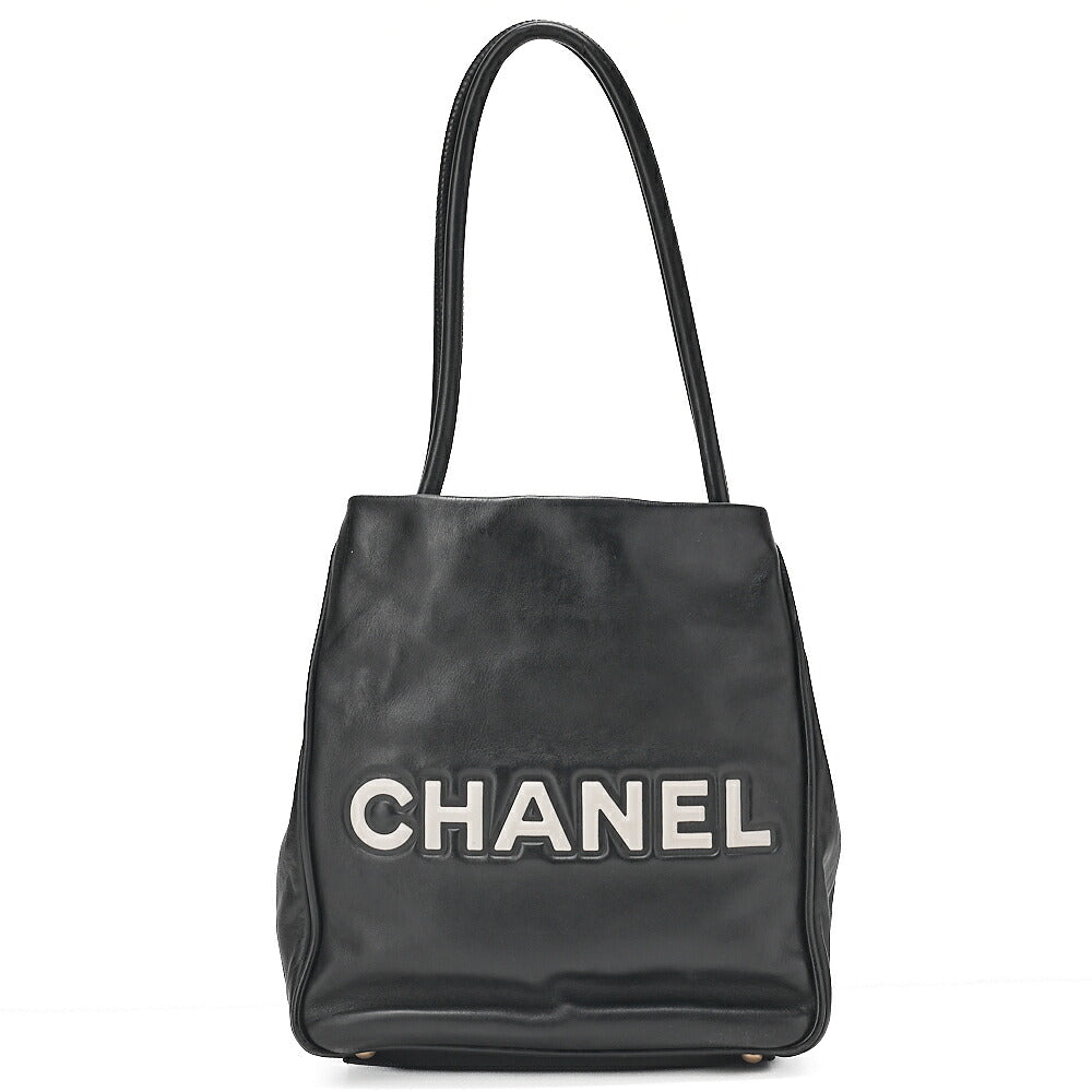 CHANEL Camellia Line Tote Bag Lambskin Black x White Gold-Tone Hardware, Pre-Owned
