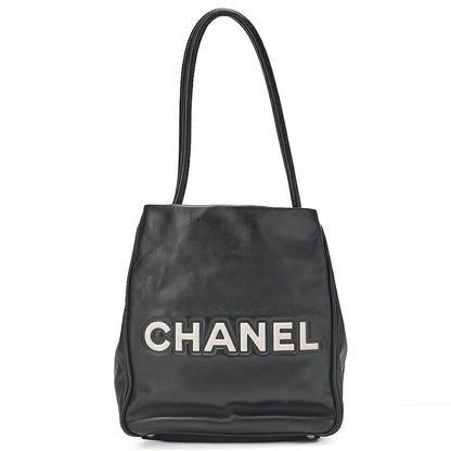 CHANEL Camellia Line Tote Bag Lambskin Black x White Gold-Tone Hardware, Pre-Owned
