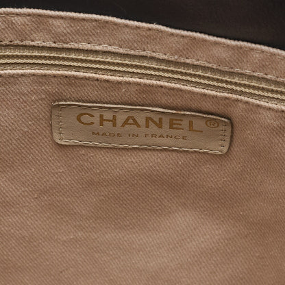 CHANEL Camellia Line Tote Bag Lambskin Black x White Gold-Tone Hardware, Pre-Owned