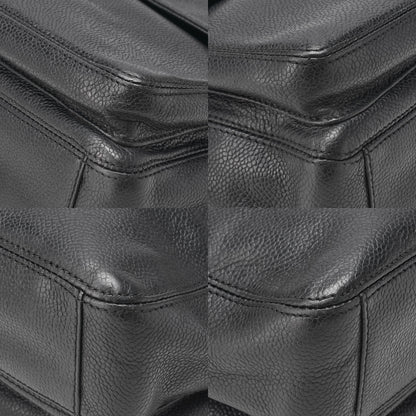 CHANEL Outside Flap Coco Mark Shoulder Bag Caviar Skin Black Silver-Tone Hardware, Pre-Owned