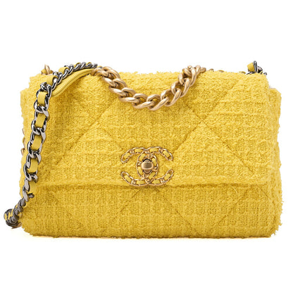CHANEL Matelasse Chanel 19 Tweed 2-Way Chain Shoulder Yellow Gold X Silver-Tone Hardware, Pre-Owned