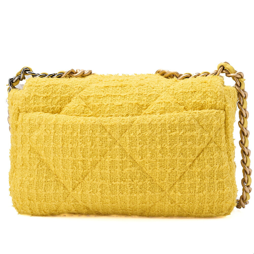 CHANEL Matelasse Chanel 19 Tweed 2-Way Chain Shoulder Yellow Gold X Silver-Tone Hardware, Pre-Owned