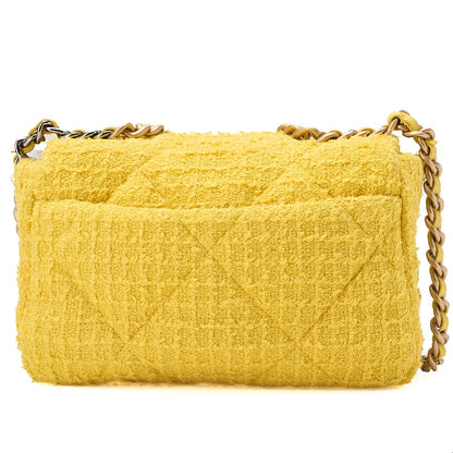 CHANEL Matelasse Chanel 19 Tweed 2-Way Chain Shoulder Yellow Gold X Silver-Tone Hardware, Pre-Owned