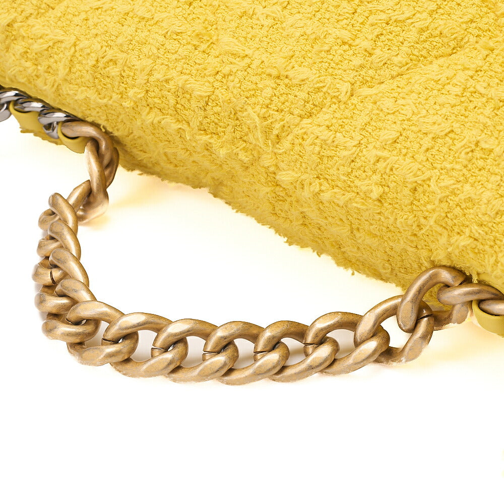CHANEL Matelasse Chanel 19 Tweed 2-Way Chain Shoulder Yellow Gold X Silver-Tone Hardware, Pre-Owned