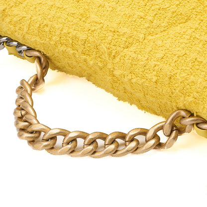 CHANEL Matelasse Chanel 19 Tweed 2-Way Chain Shoulder Yellow Gold X Silver-Tone Hardware, Pre-Owned