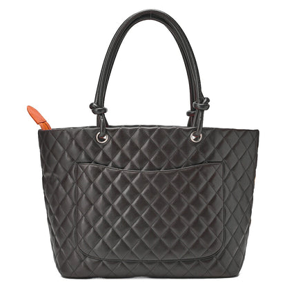 CHANEL Cambonline Calf Leather Tote Bag Brown x Beige Silver-Tone Hardware, Pre-Owned