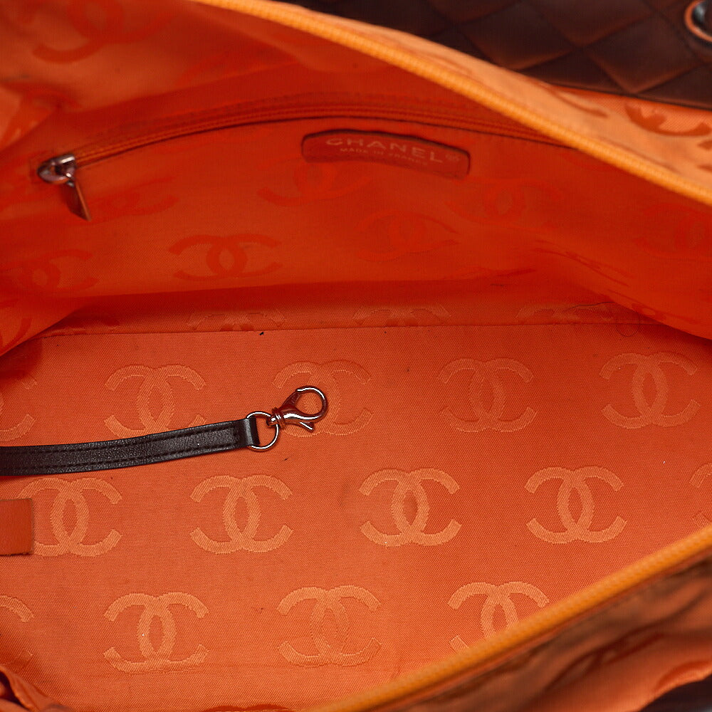 CHANEL Cambonline Calf Leather Tote Bag Brown x Beige Silver-Tone Hardware, Pre-Owned