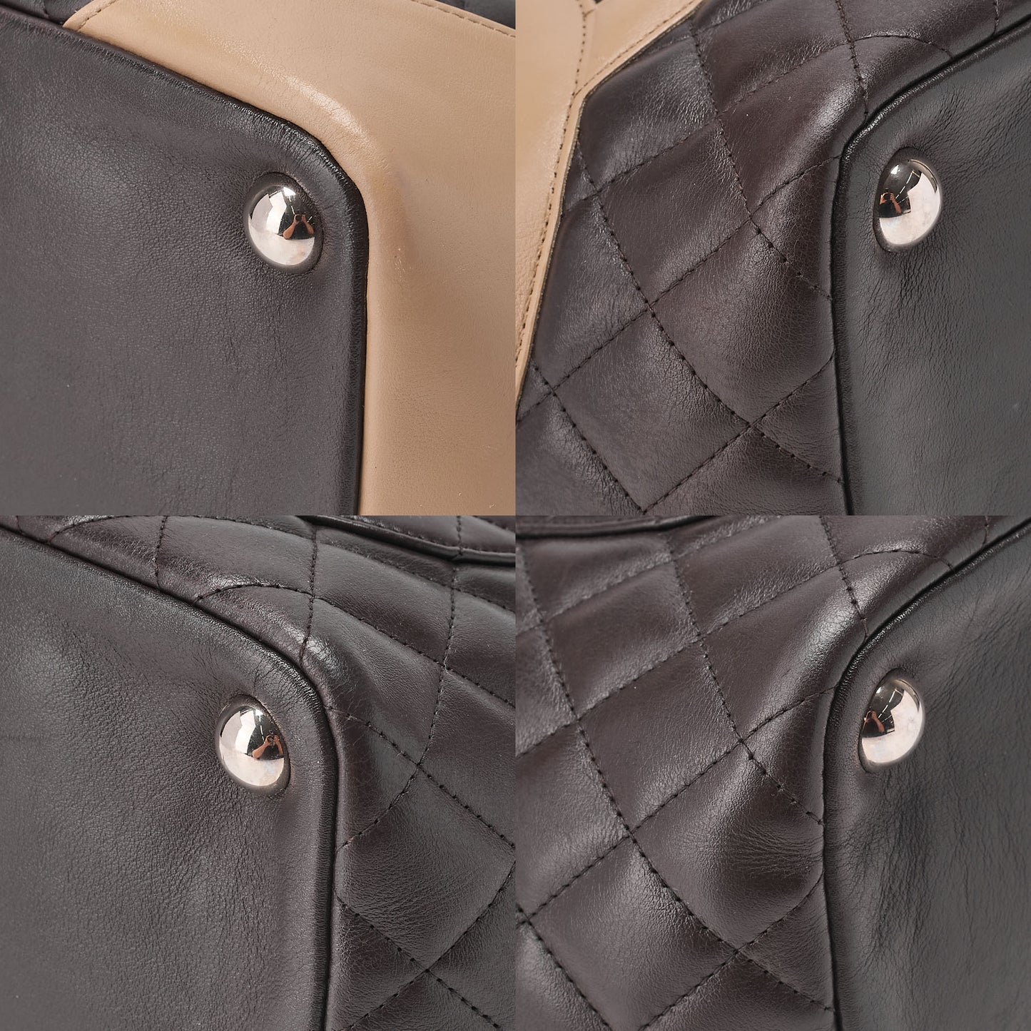 CHANEL Cambonline Calf Leather Tote Bag Brown x Beige Silver-Tone Hardware, Pre-Owned